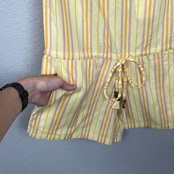 NWT Kopal Rinku Sleeveless Ruffle Romper Yellow Stripe Boho Summer Sz XS - Picture 4 of 12